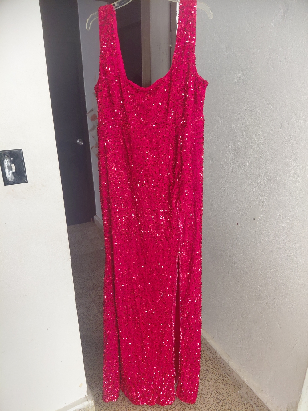 Sequin Maxi Dress in Hot Pink - Sleeveless Evening Gown